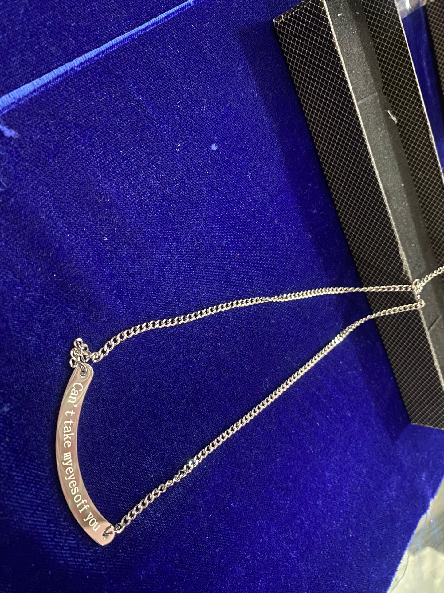 silver chain bracelet with engraved message
