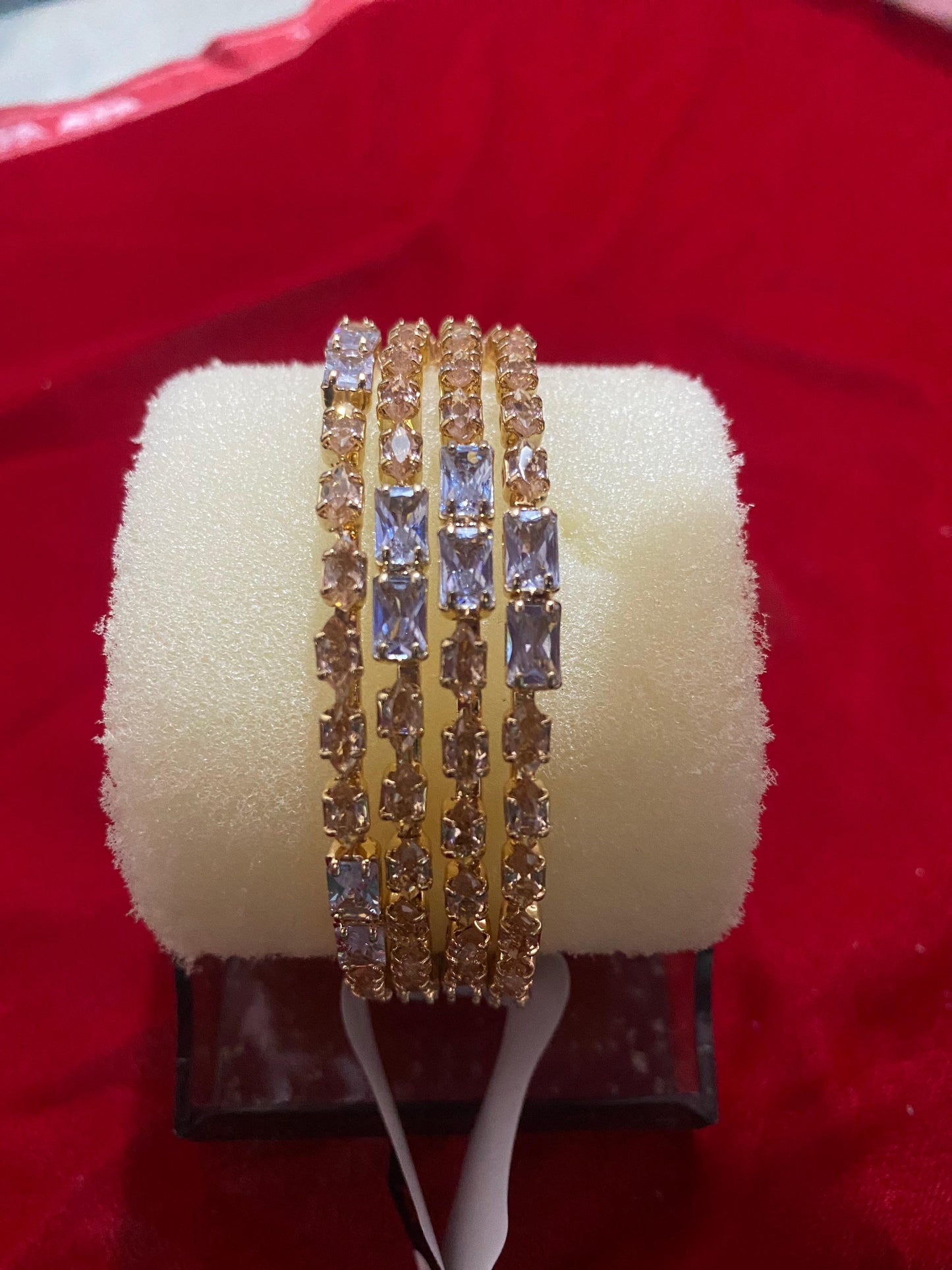 4 PIECE BANGLES GOLDEN AND MULTI STONES