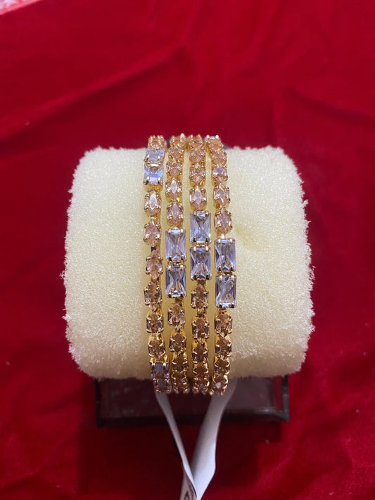 4 PIECE BANGLES GOLDEN AND MULTI STONES