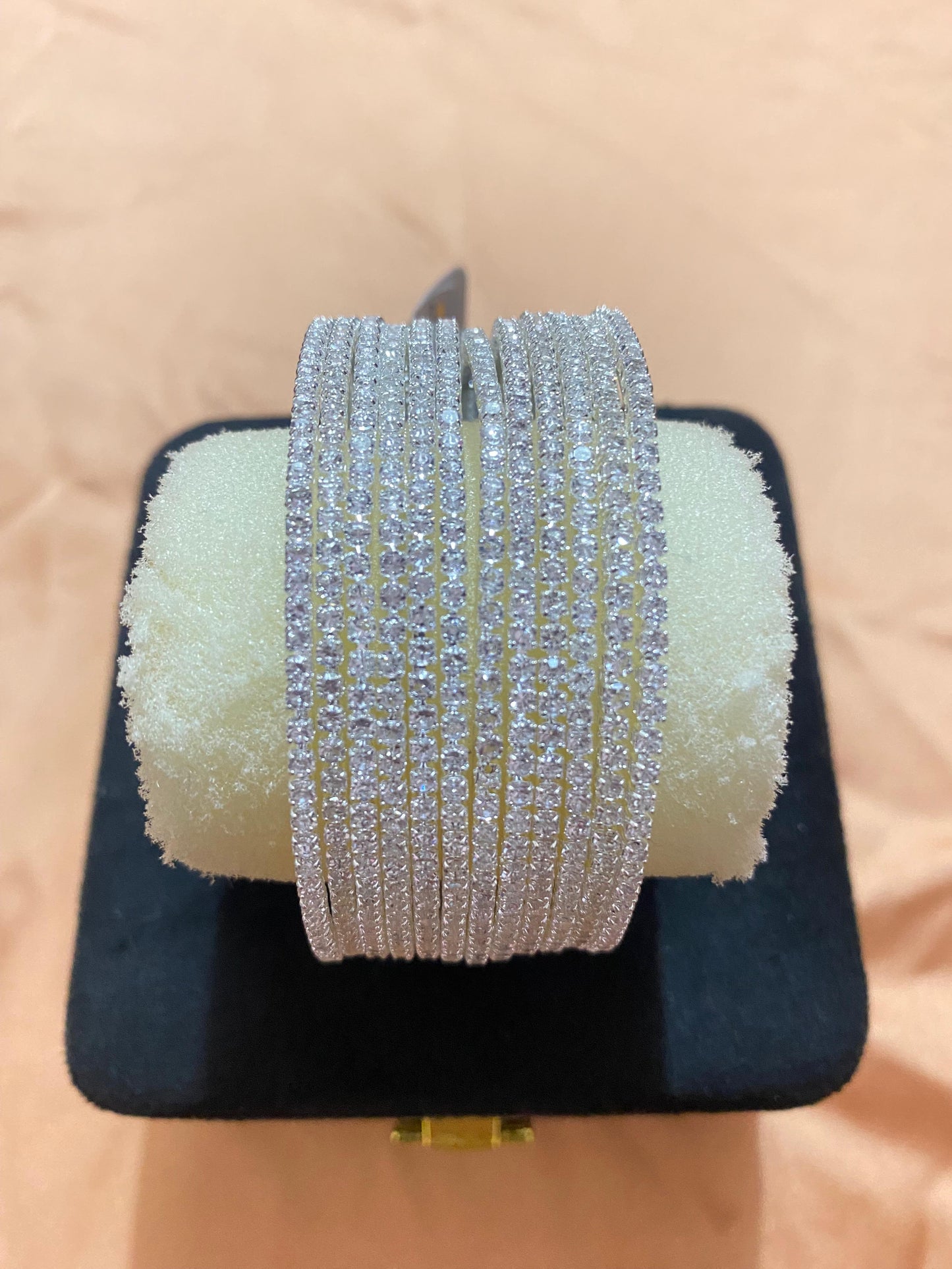 1 DOZEN,GOLDEN,GREY,CRYSTAL BANGLES IN NEW STONE DESIGN