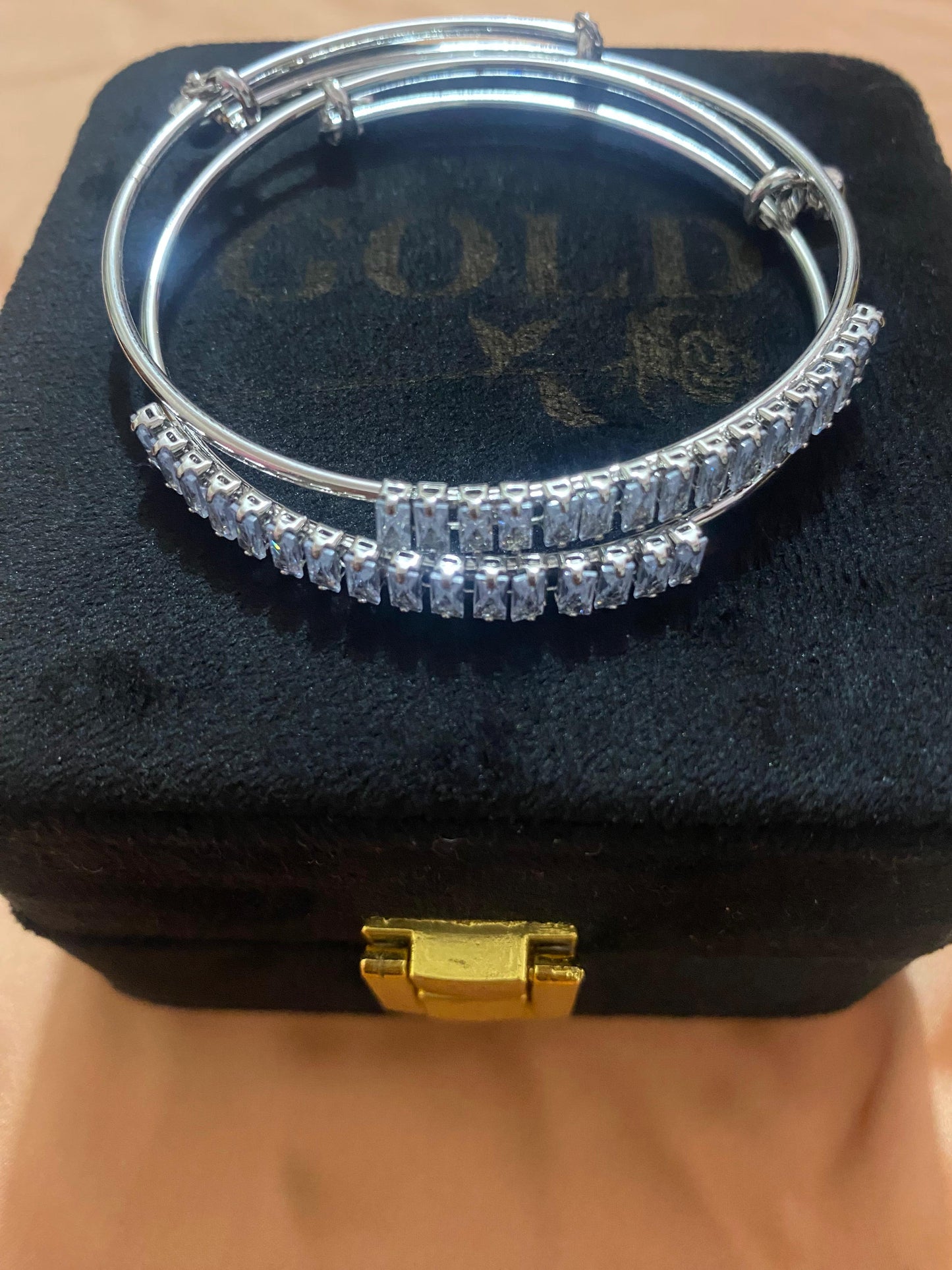 golden and silver bangles with new stylish stones