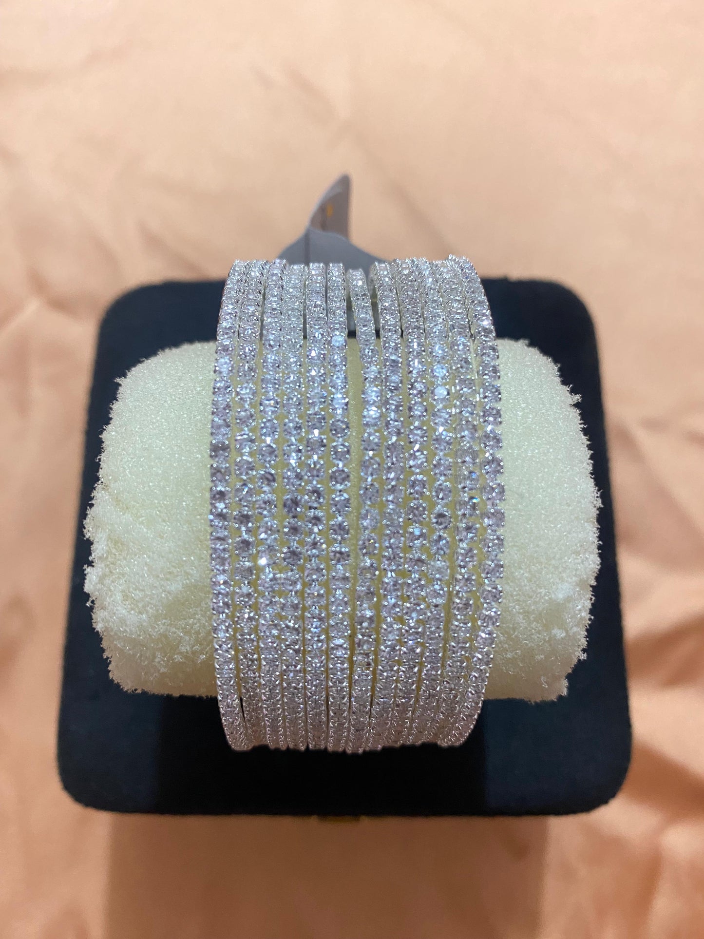 1 DOZEN,GOLDEN,GREY,CRYSTAL BANGLES IN NEW STONE DESIGN