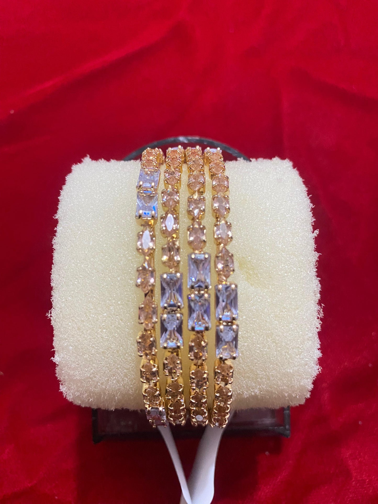 4 PIECE BANGLES GOLDEN AND MULTI STONES