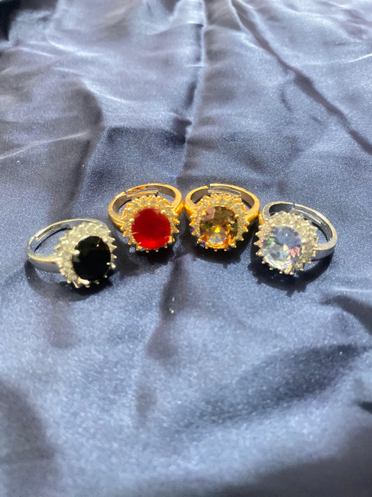 1 PIECE CRYSTAL GOLDEN RING ADJUSTABLE SIZE
