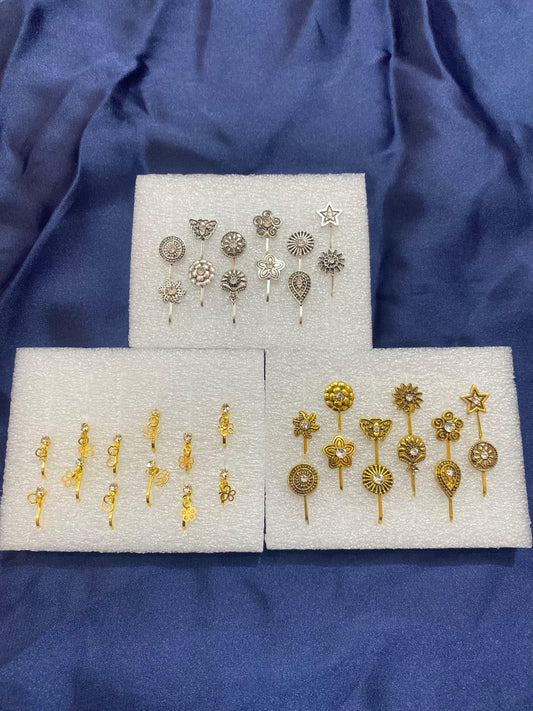 1 PACK BEAUTIFUL NOSE PINS GOLDEN AND SILVER