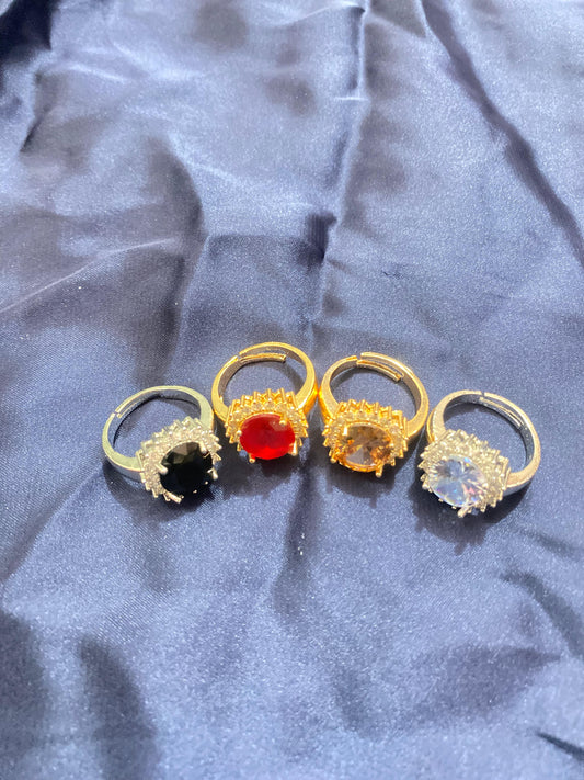 1 PIECE CRYSTAL GOLDEN RING ADJUSTABLE SIZE
