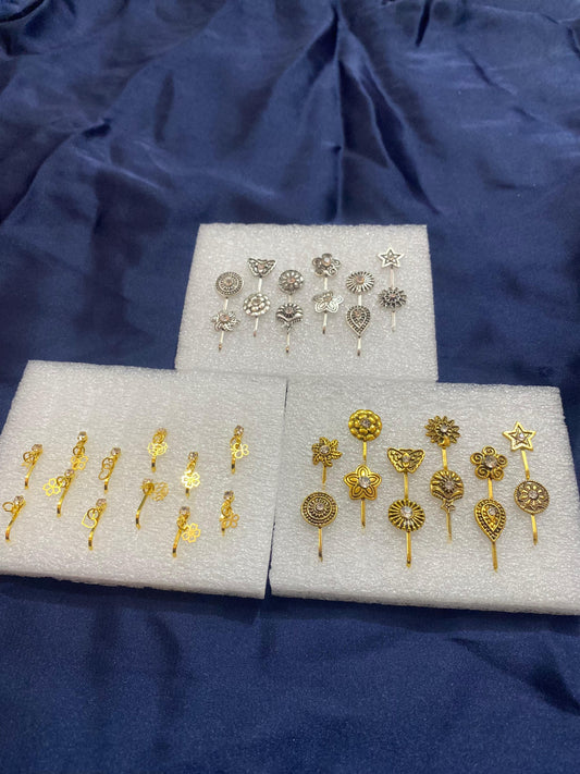1 PACK BEAUTIFUL NOSE PINS GOLDEN AND SILVER