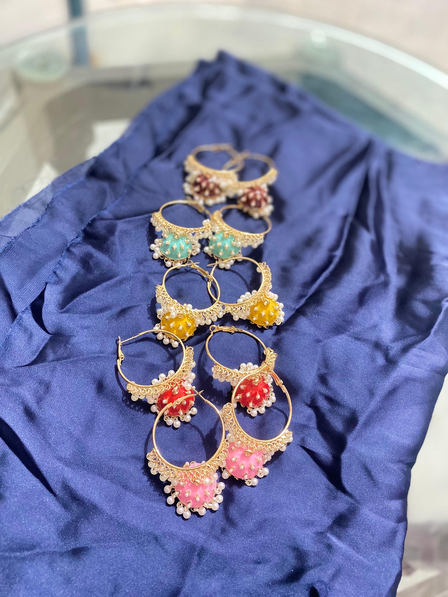 GOLDEN AND RED BEAUTFUL JHUMKA