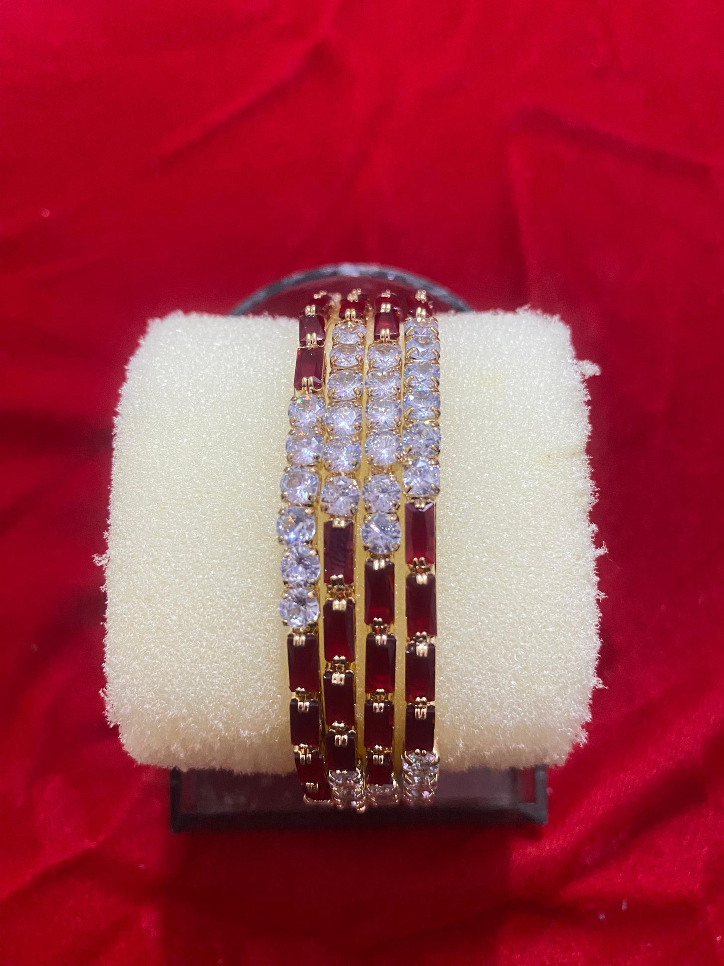 4 PIECE BANGLES GOLDEN AND MULTI STONES